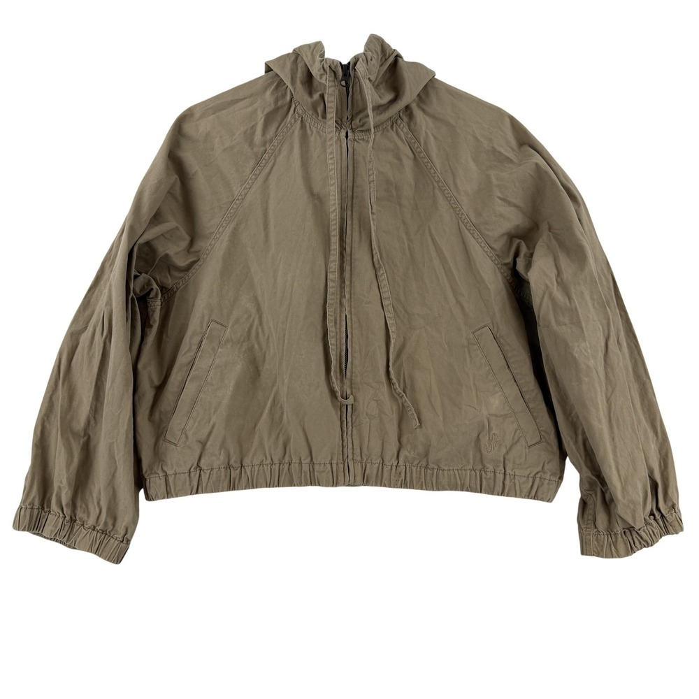 JW Anderson X Uniqlo Jacket Womens XS Beige Cotton Hooded Zip Short Windbreaker